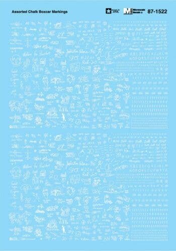 Railroad Decal Set -- Assorted Chalk Boxcar Markings, HO, Microscale Industries Inc 871522