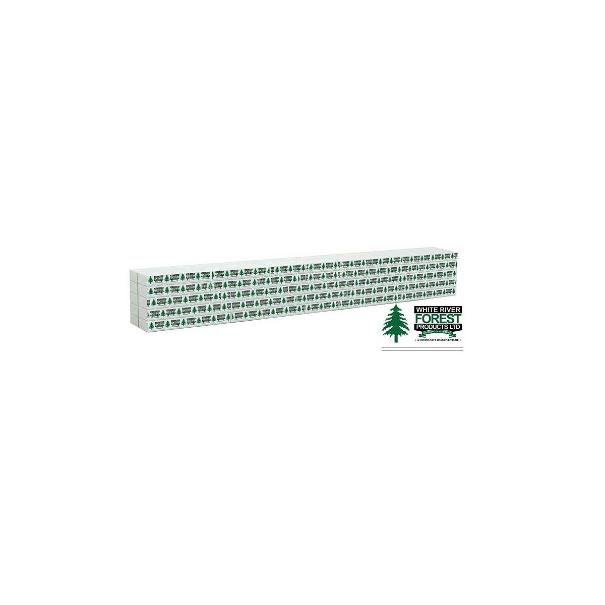 Wrapped Lumber Load for WalthersMainline 72′ Centerbeam Flatcar -- White River Forest Products (green, black), HO, Walthers Sc