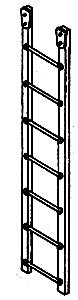 Ladder -- 7-Rung w/Brackets pkg(4), HO, Details West 1006