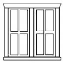 Dbl 4-pane window 4/, HO, Alexander Scale 2505