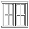 Dbl 4-pane window 4/, HO, Alexander Scale 2505