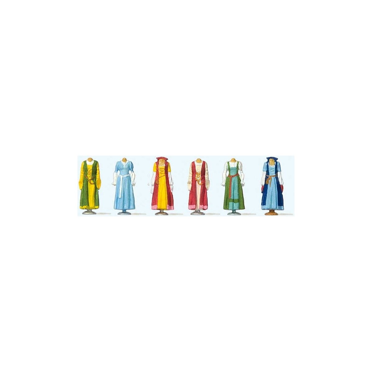 Medieval Women′s Clothing on Dress Stands -- pkg(6), HO, Preiser Kg 24767