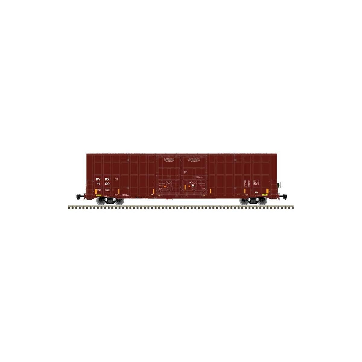 Gunderson 7550 Double Plug-Door Boxcar - Ready to Run - Master(R) -- Riverside Rail LLC 1101 (Boxcar Red, white)