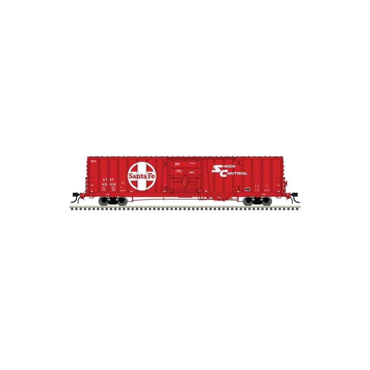 Class BX-177 Plug-Door Boxcar - Ready to Run - Master(R) -- Santa Fe 621649 (Gothic Repaint, red, white, Shock Control Markings)