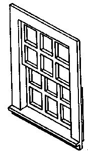 Window 12-pane 4/, HO, Alexander Scale 2512
