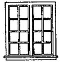 Windows -- Double, 16-Pane, Scale 59 x 64′ 150 x 163cm pkg(4), HO, Grandt Line Products Inc 5222