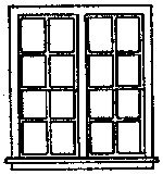 Windows -- Double, 16-Pane, Scale 59 x 64′ 150 x 163cm pkg(4), HO, Grandt Line Products Inc 5222