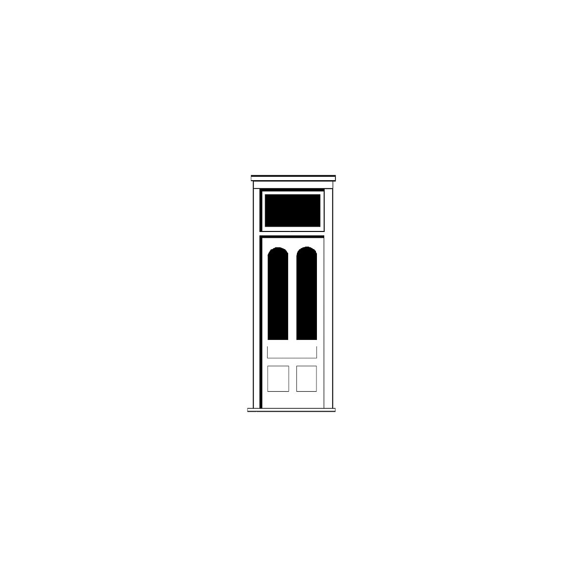 Plastic Doors -- With Transom, HO, Durango Press 62