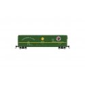 50′ Plug-Door Boxcar No Roofwalk - Ready to Run -- Northern Pacific 98149 (green, yellow, North Coast Slogan, Monad), HO, Riva