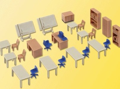 Office Furniture - Kit -- For Technicians, HO, Kibri 38655