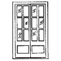 Door -- 6` 9` Assay Office Double Door w/12-Pane Window, HO, Grandt Line Products Inc 5022