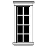 Plastic Double-Hung Windows -- 8-Pane, Tall pkg(4), HO, Durango Press 60