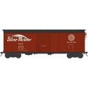 X31 Single-Door Round Flush Roof Boxcar - Ready to Run -- Seaboard Air Line Silver Meteor 19438 (Blt. 5-41 Repack 4-60, Boxcar R