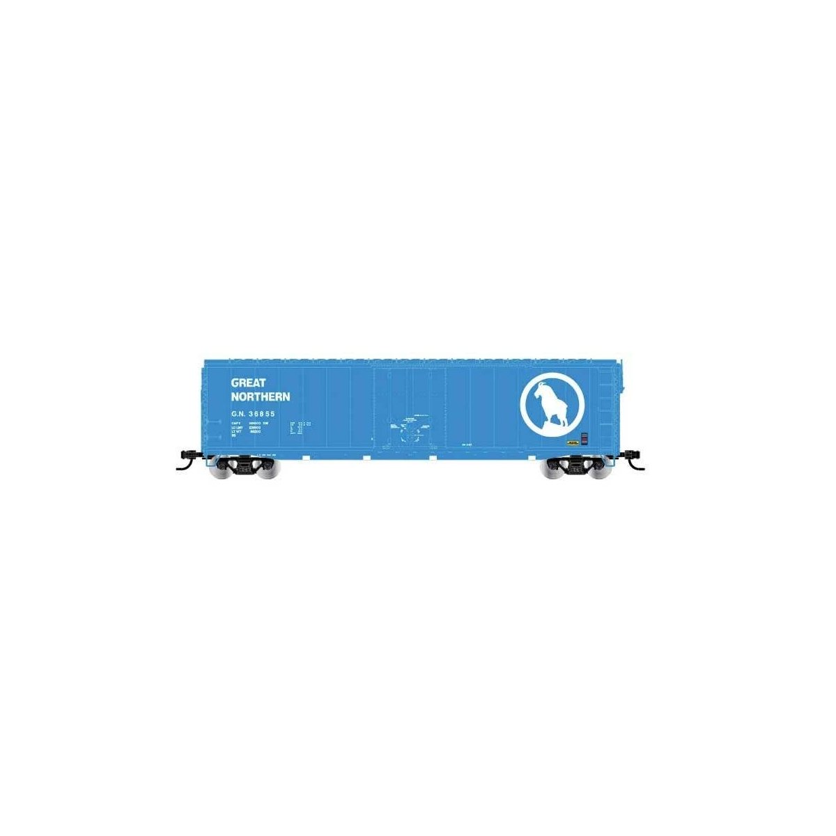 50′ Plug-Door Boxcar No Roofwalk - Ready to Run -- Great Northern 36904 (Big Sky Blue, white, Large Rocky Logo)