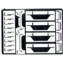 EMD Diesel Cab Detail Set - Kit (Etched Stainless Steel) -- Wipers, Mirrors & Sunshades for 2 Locomotives, N, Trainworx Inc 201