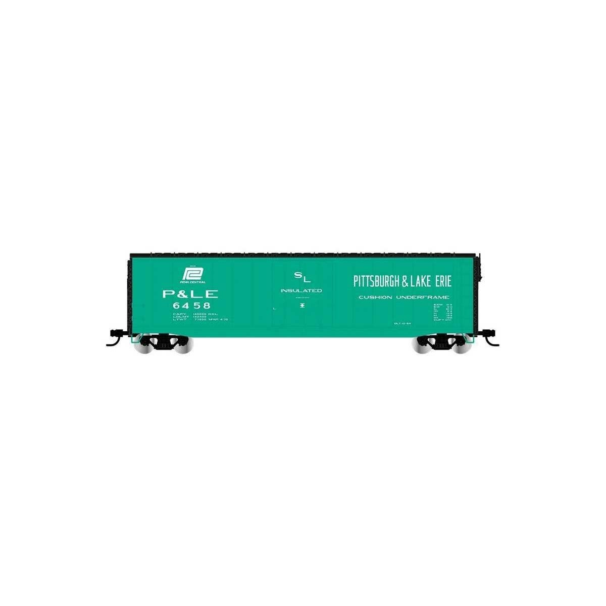 50′ Plug-Door Boxcar No Roofwalk - Ready to Run -- Pittsburgh & Lake Erie 6467 (Jade Green, black, white, PC Logo)