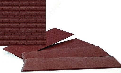 Brick Sheet - 4 x 9-3/4′ 10.1 x 24.7cm pkg(4) -- Dark Red, HO, Walthers Cornerstone 3523