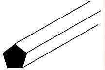 Styrene Pentagon Rod -- Each .060 1.52mm Diameter x 10′ 25.4cm Long pkg(10), ALL, Plastruct Inc 90835