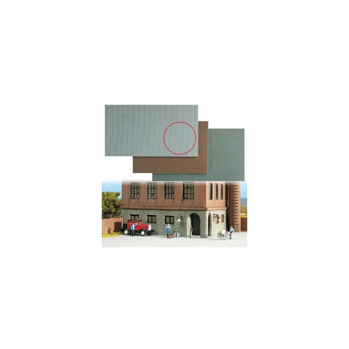 Self-Adhesive Textured Wall/Pavement Sheet -- Gray Sidewalk - 9-13/16 x 5-1/2 x .05′ 25 x 14 x .12cm, ALL, Busch Gmbh & Co Kg