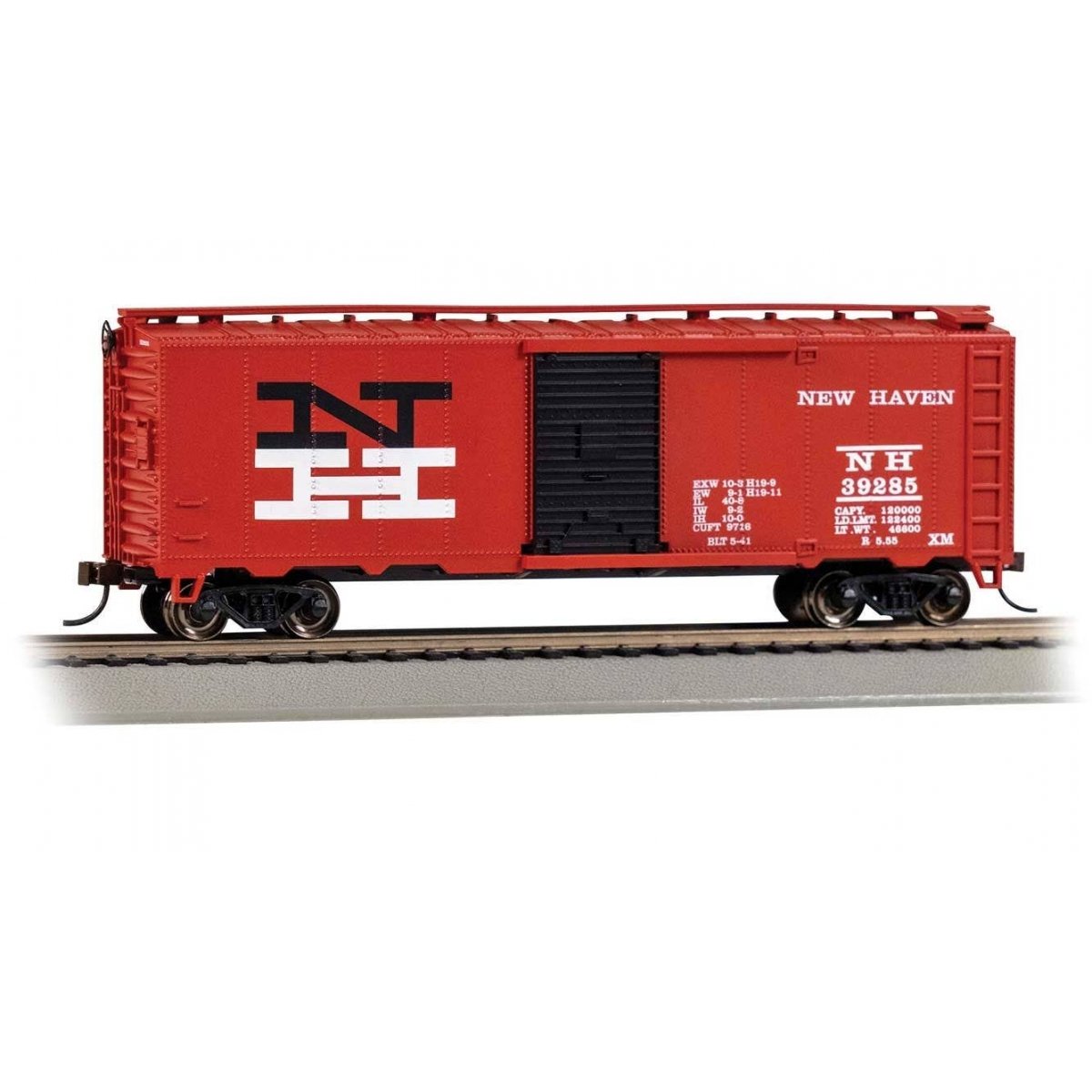Pullman-Standard PS-1 40′ Steel Boxcar - Ready to Run - Silver Series(R) -- New Haven 39285 (vermillion, black, white, Large N