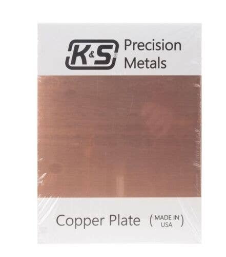 Copper Etching Plate -- 9 x 12 x .050′ 22.9 x 30.5 x .127cm, ALL, K & S Engineering 6605