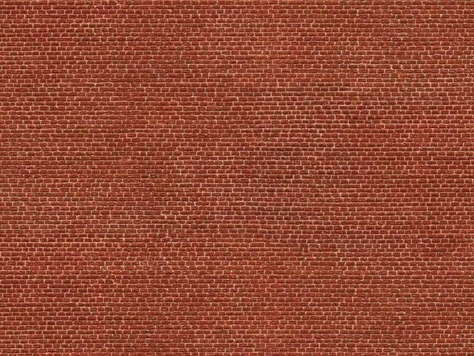 3-D Printed Cardstock Texture Sheet -- Red Brick 9-13/16 x 4-15/16′ 25 x 12.5cm, HO, Noch Gmbh & Co 56610