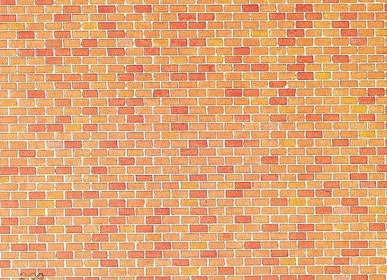 Embossed Panel Building Material Sheet -- Red Brick, HO, Faller Gmbh 170608