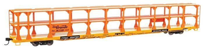 89′ Flatcar w/Tri-Level Open Auto Rack - Ready to Run -- Denver & Rio Grande Western(TM) Rack Trailer-Train Flatcar T, HO, 82