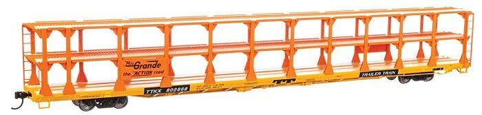 89′ Flatcar w/Tri-Level Open Auto Rack - Ready to Run -- Denver & Rio Grande Western(TM) 802868, HO, 8208