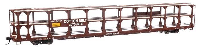 89′ Flatcar w/Tri-Level Open Auto Rack - Ready to Run -- Southern Pacific(TM) Rack St. Louis Southwestern(TM) Flatcar, HO, 82