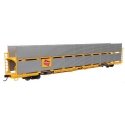 89′ Flatcar w/Bi-Level Shielded Auto Rack - Ready to Run -- Milwaukee Road Rack / Trailer-Train Flatc, HO, WalthersMainline 81