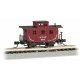 Old-Time Wood Bobber Caboose - Ready to Run -- Atchison, Topeka & Santa Fe 25 (Boxcar Red)