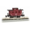 Old-Time Wood Bobber Caboose - Ready to Run -- Atchison, Topeka & Santa Fe 25 (Boxcar Red)