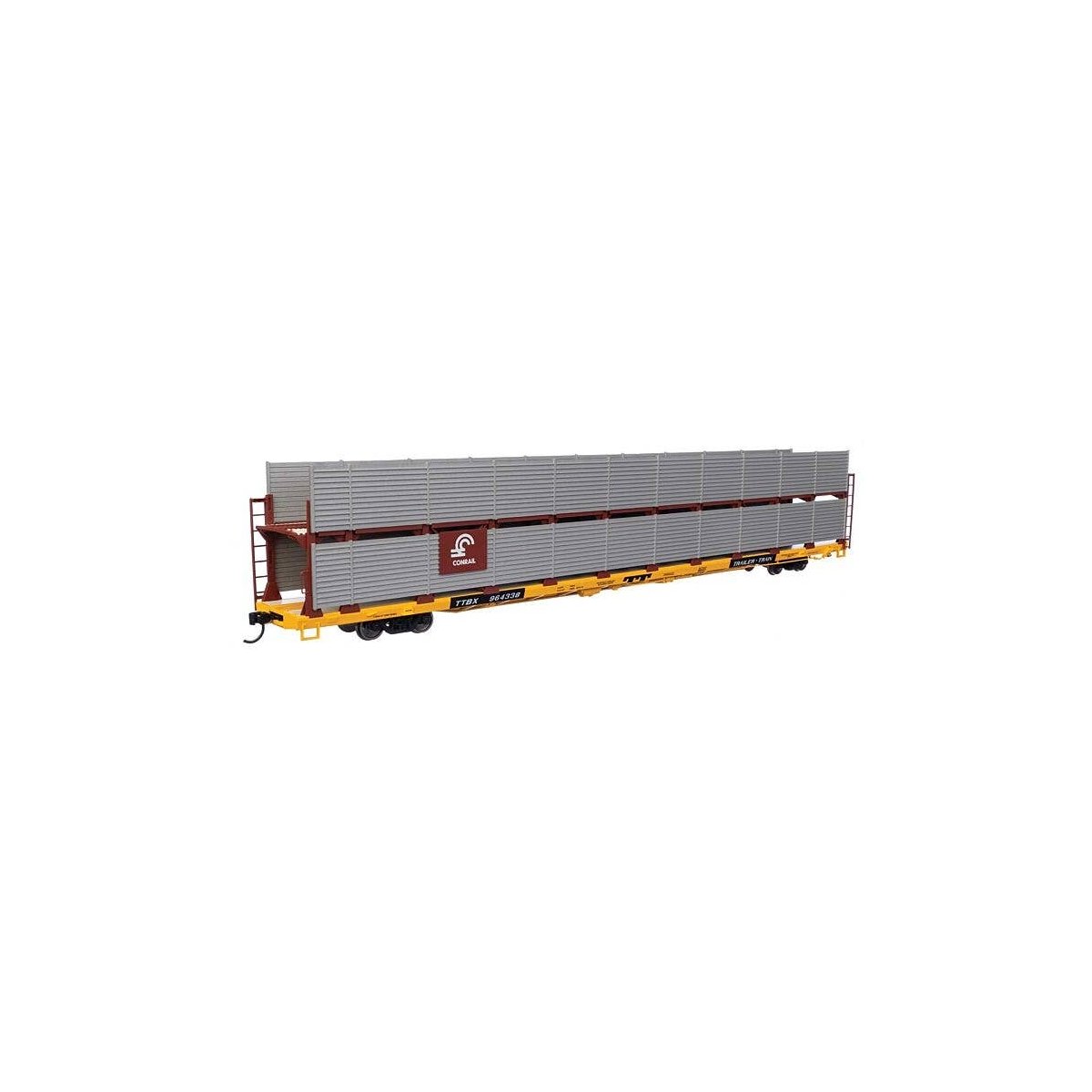 89′ Flatcar w/Bi-Level Shielded Auto Rack - Ready to Run -- Conrail Rack / Trailer-Train Flatcar TTBX, HO, WalthersMainline 81