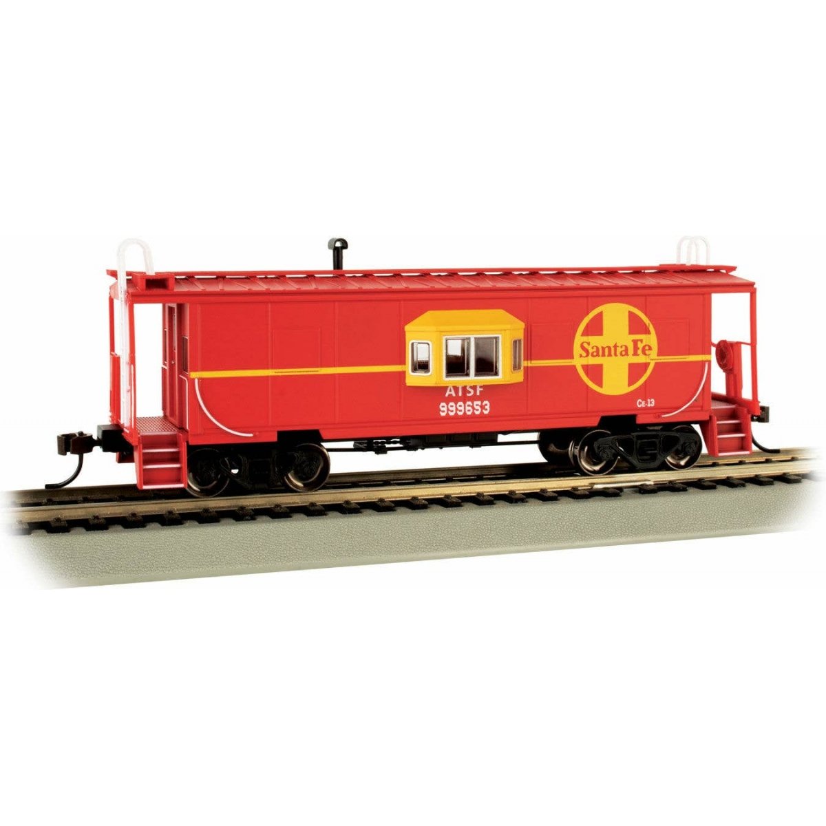 Steel Bay-Window Caboose - Ready to Run -- Atchison, Topeka & Santa Fe 999653 (red, yellow Large, Circle-Cross Logo)