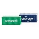 20′ Corrugated Intermodal Container Set - Ready to Run -- 1 Each Evergreen (green) & CMA CGM (blue)