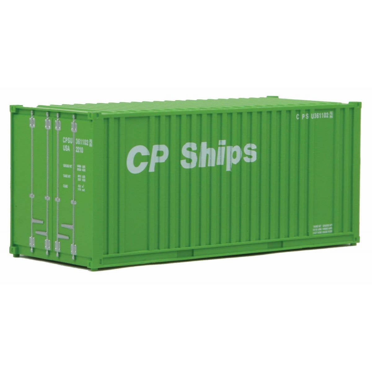 20′ Corrugated Container with Flat Panel - Assembled -- CP Ships (green, white)