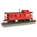 Slanted Offset-Cupola Caboose - Ready to Run -- Grand Trunk Western 122 (red, black Noodle GT Logo), HO, Bachmann Industries 140
