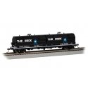 55′ Coil Car with Angled Hoods and Load - Ready to Run -- Rock Island 955019 (black, blue, white), HO, Bachmann Industries 714