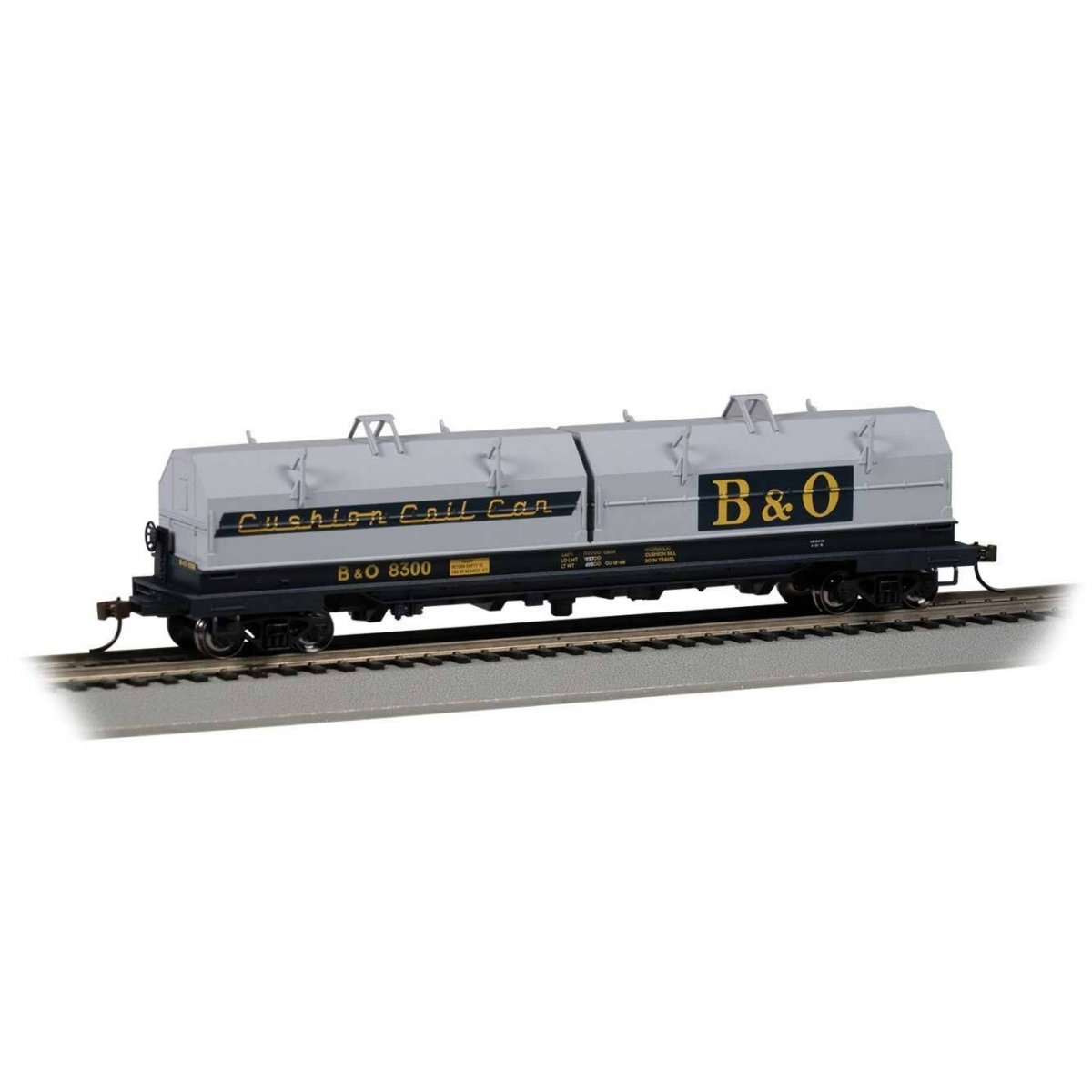 55′ Coil Car with Angled Hoods and Load - Ready to Run -- Baltimore & Ohio 8300 (blue, gray, yellow), HO, Bachmann Industries 