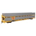 89′ Flatcar w/Bi-Level Shielded Auto Rack - Ready to Run -- Milwaukee Road Rack / Trailer-Train Flatc, HO, WalthersMainline 81