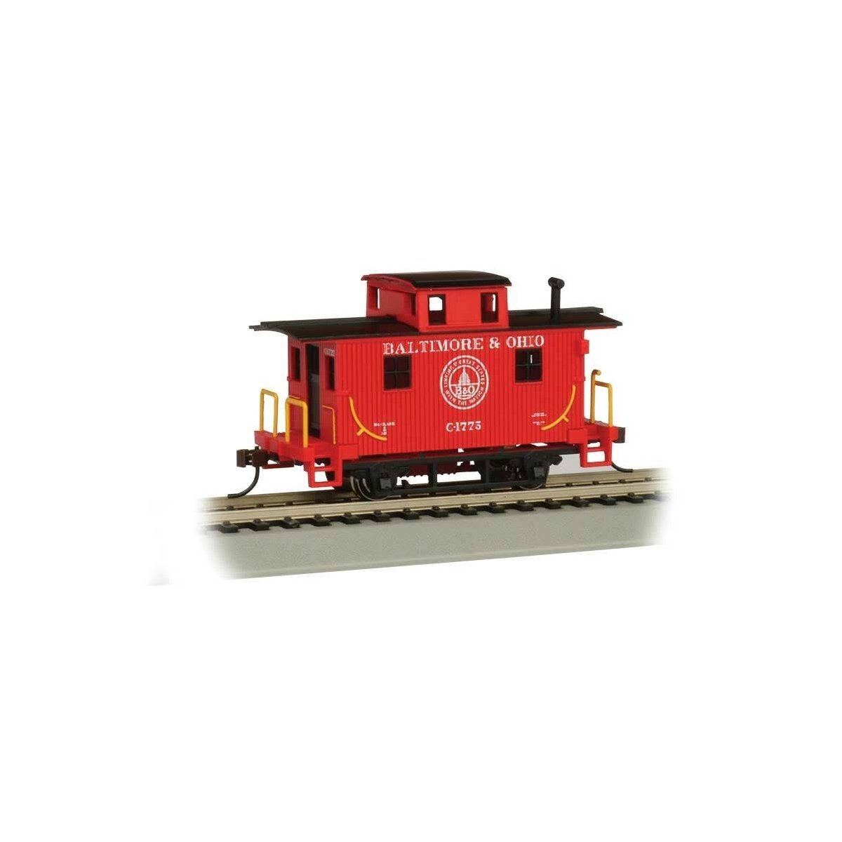 Wood 4-Wheel Bobber Caboose - Ready to Run - Silver Series(R) -- Baltimore & Ohio C-1775 (red, black 13 States Logo)