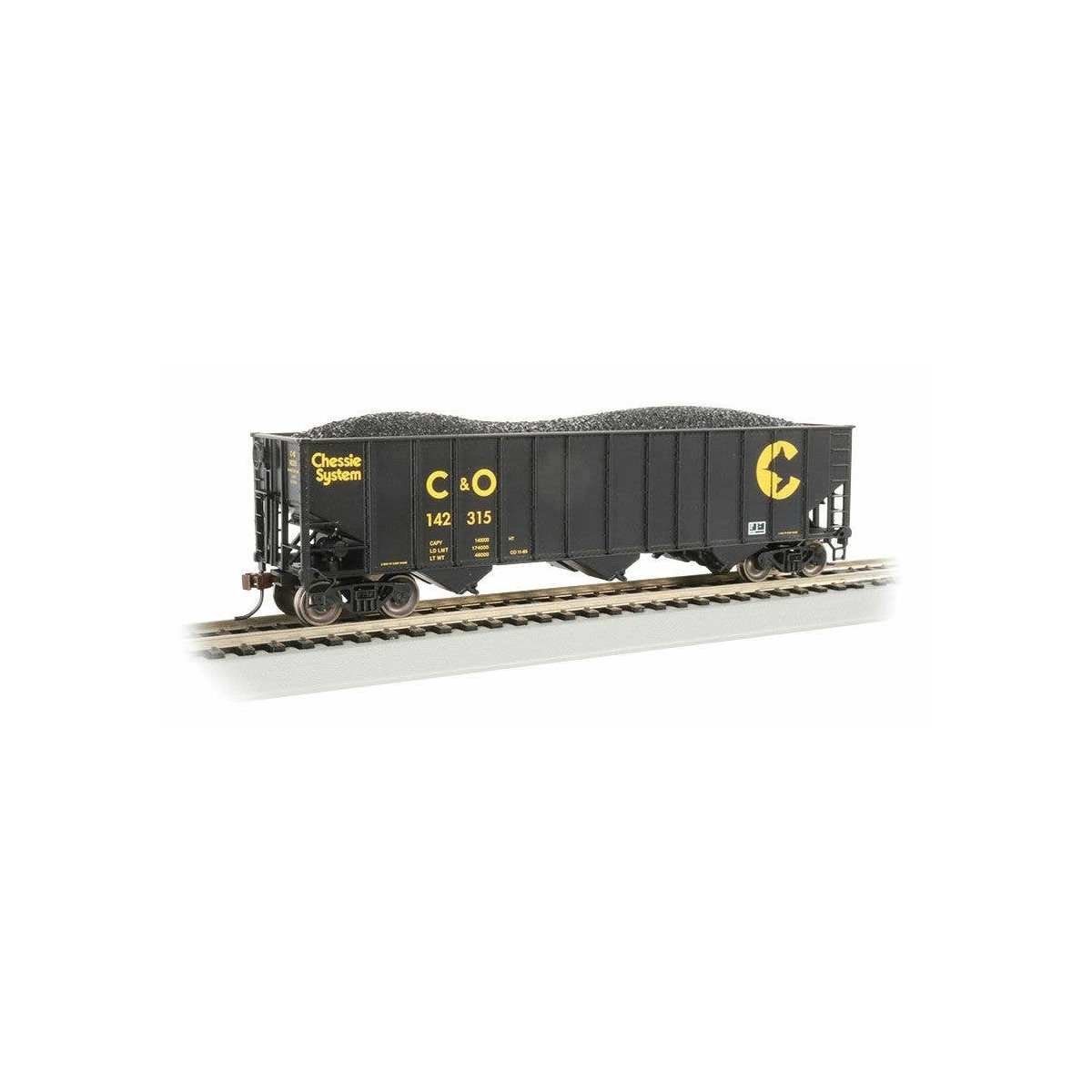 Bethlehem Steel 3-Bay 100-Ton Open Hopper - Ready to Run - Silver Series(R) -- Chessie C&O 142315 (black, yellow)