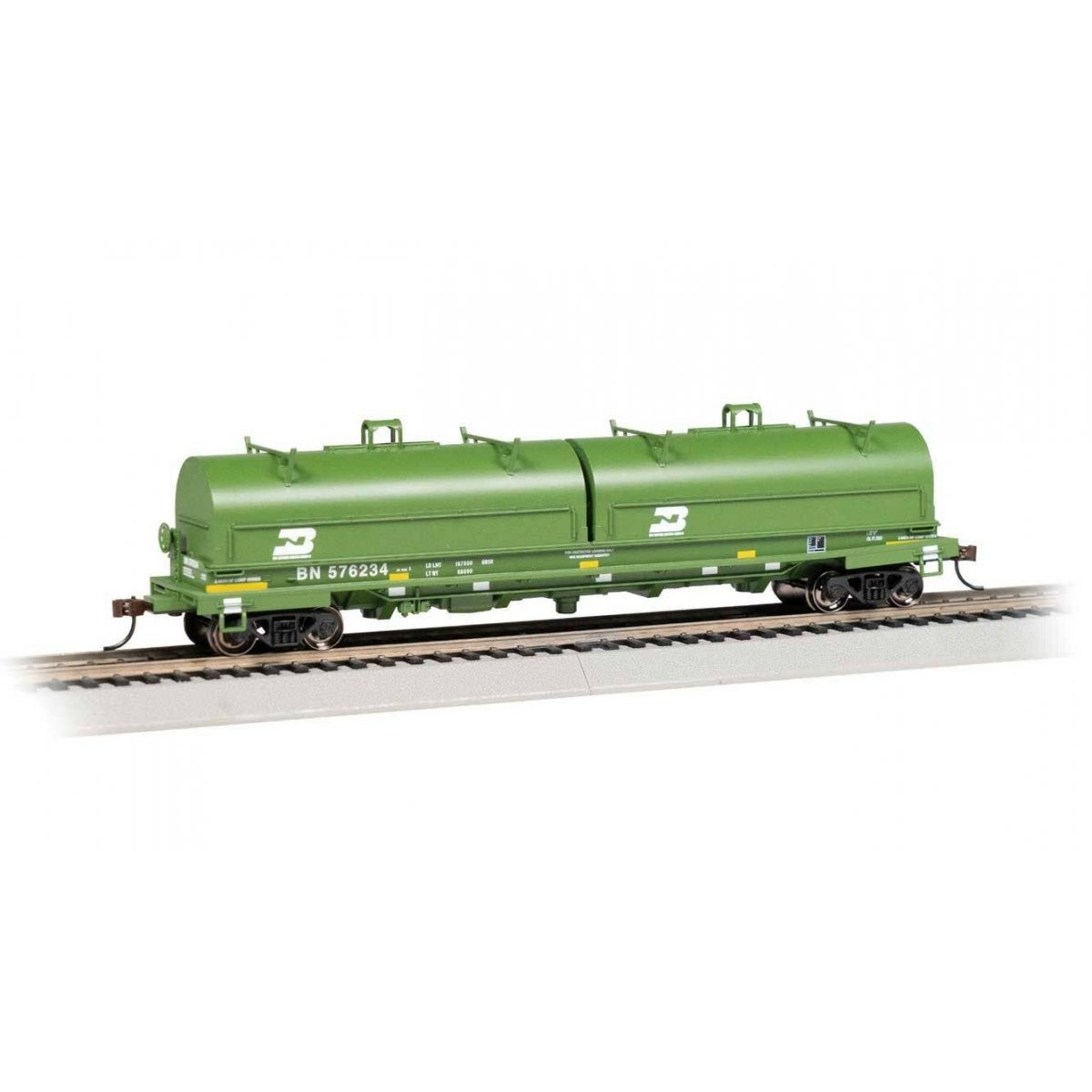 55′ Steel Steel Coil Car with Round Hoods - Ready to Run -- Burlington Northern 576234 (Cascade Green, white, late 1980s Logo)