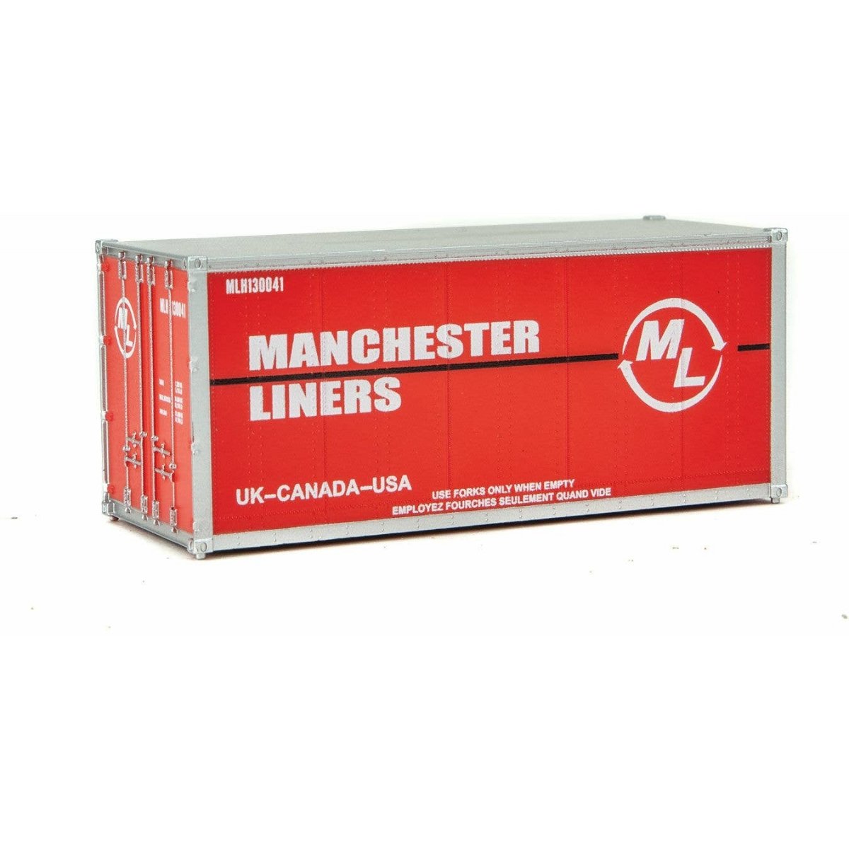 20′ Smooth-Side Container - Ready to Run -- Manchester Liners (red, white)