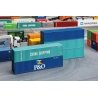40′ Corrugated Container 5-Pack - Kit -- 1 Chica Shipping, 1 P&O, 2 Unlettered (green), 1 Unlettered (blue), HO, Faller Gmbh 1
