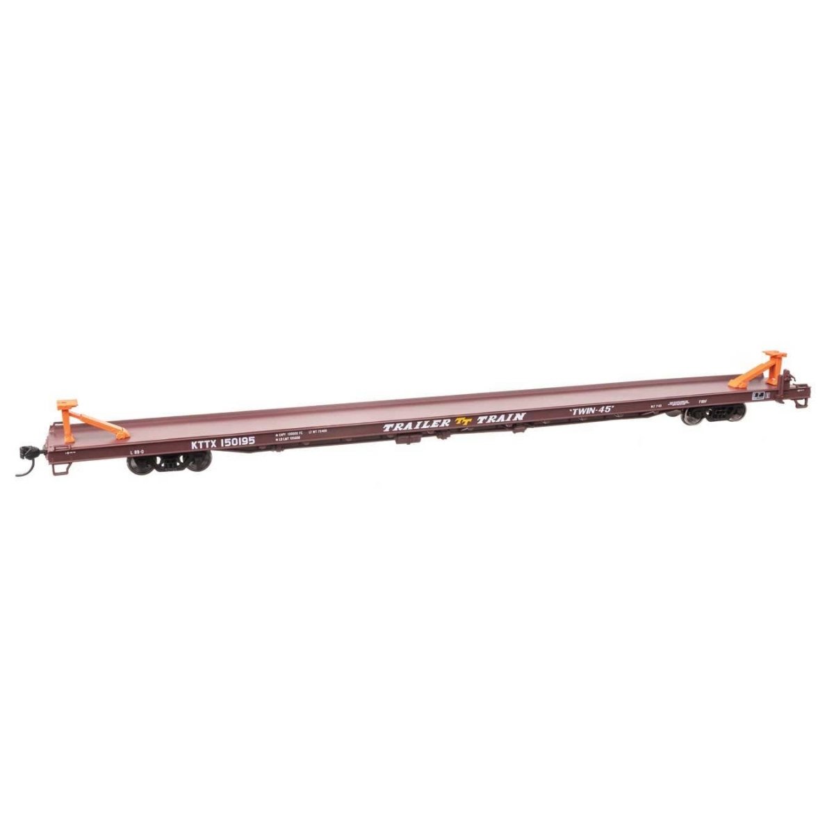 89` Channel Side Flatcar - Ready to Run -- Trailer-Train KTTX 150195 (1960s brown, Twin 45`), HO, WalthersMainline 5747