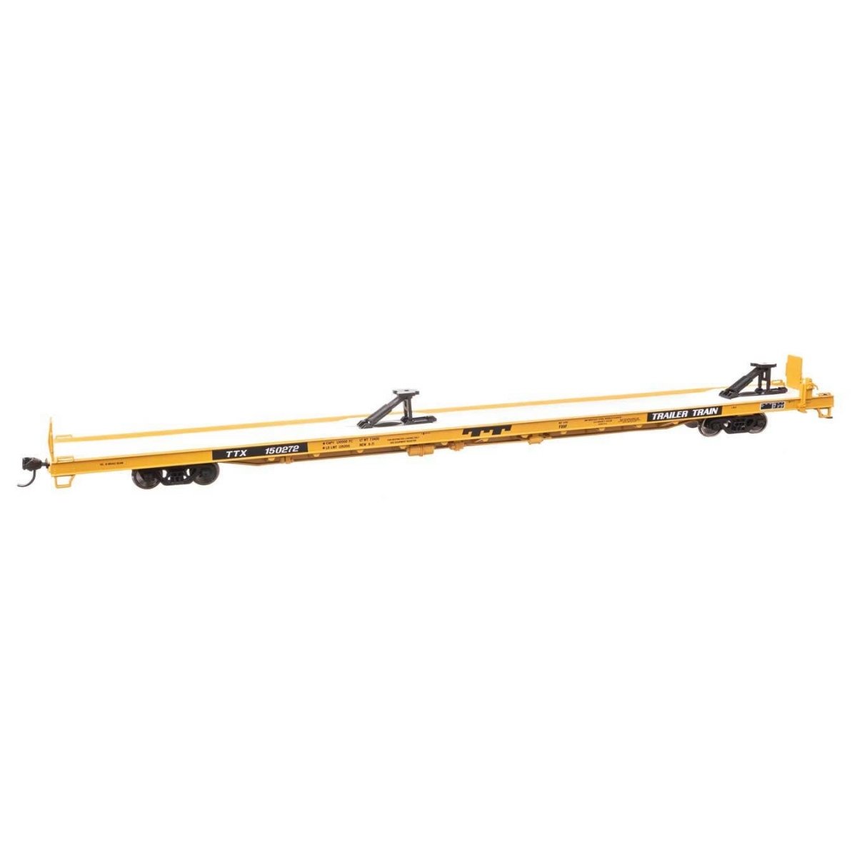 89` Channel Side Flatcar - Ready to Run -- Trailer-Train 150272 (yellow, black 40` Trailer Service), HO, WalthersMainline 5735