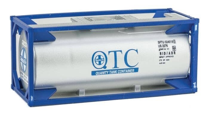 20′ Tank Container - Kit -- Santa Fe (white, blue), HO, Walthers SceneMaster 8107