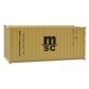 20′ Corrugated Container - Assembled -- Mediterranean Shipping Co. (MSC) (yellow), HO, Walthers SceneMaster 8057